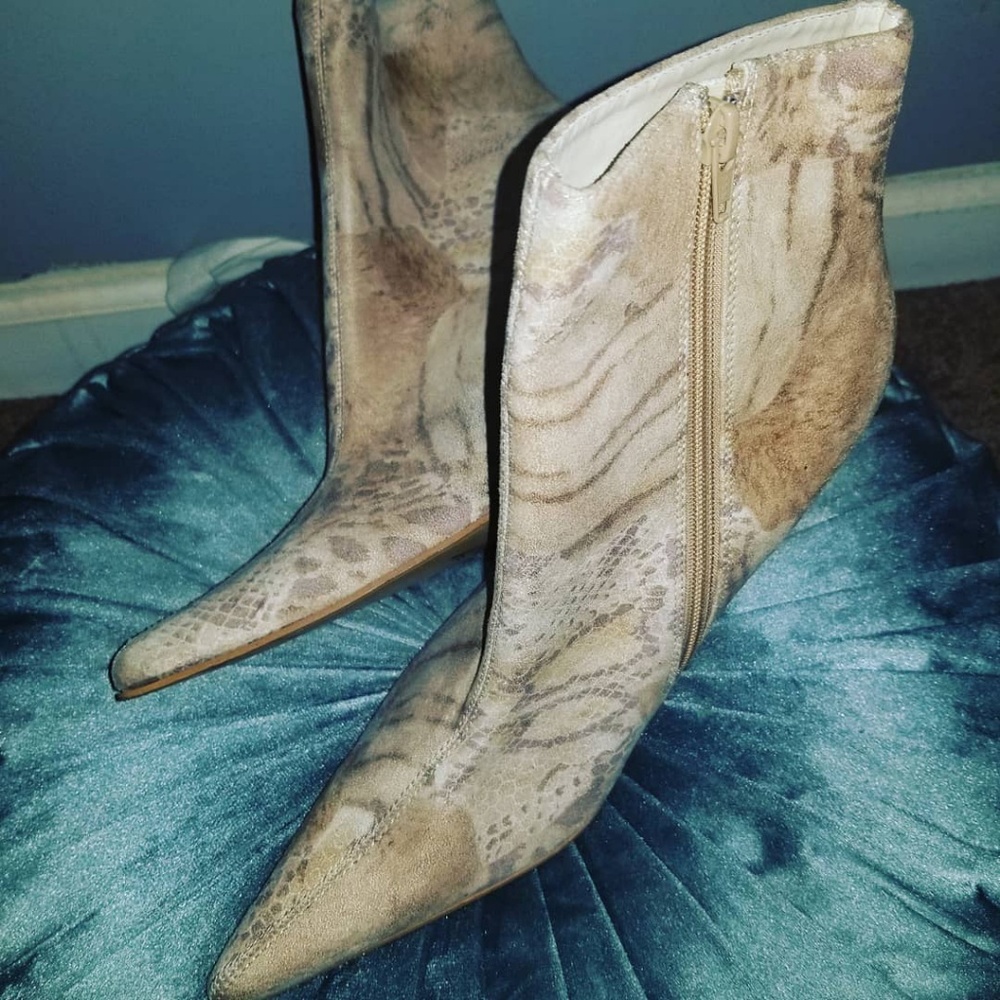 Printed Tan Booties - Picture 2 of 2